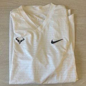 Nike Men's Rafa Court Knit Dri-FIT Advantage Short Sleeve Tennis Top White